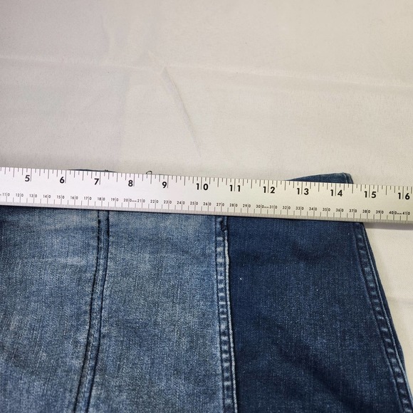 Free People Size 10 Womens Stretch Denim Femme Color Block Mini Skirt Dark Blue - Picture 7 of 8